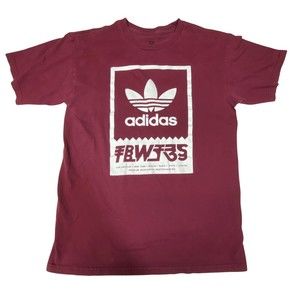 Adidas Shirt Mens Medium Red Premium Wolrdwide Skateboarding Trefoil Logo Tee
